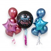 Элегантный черный шар размером 17×15×0,145 см с ярким принтом готов стать главной звезд.. Шар на гендер пати мальчик или девочка - Товары для гендер пати в Волжском - яркий способ узнать пол ребенка сюрпризом